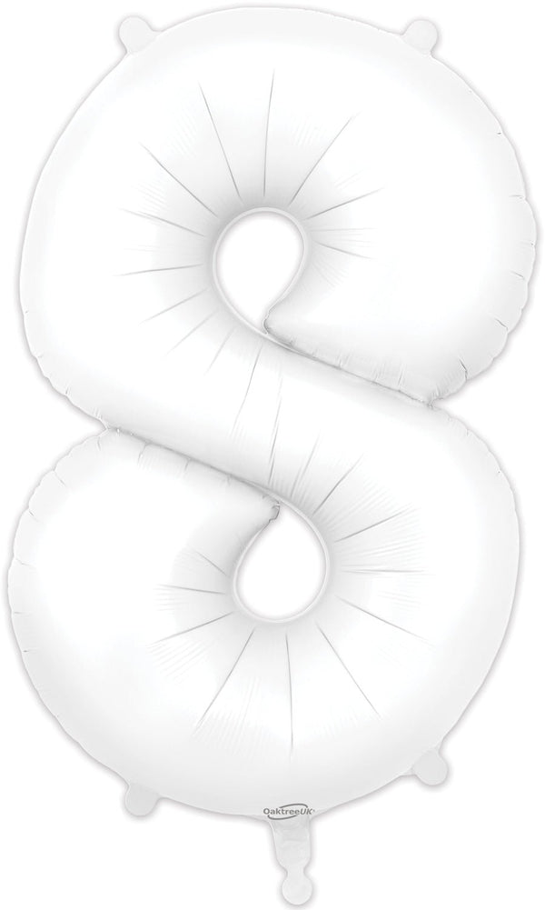 34" NUMBER 8 MATTE WHITE FOIL