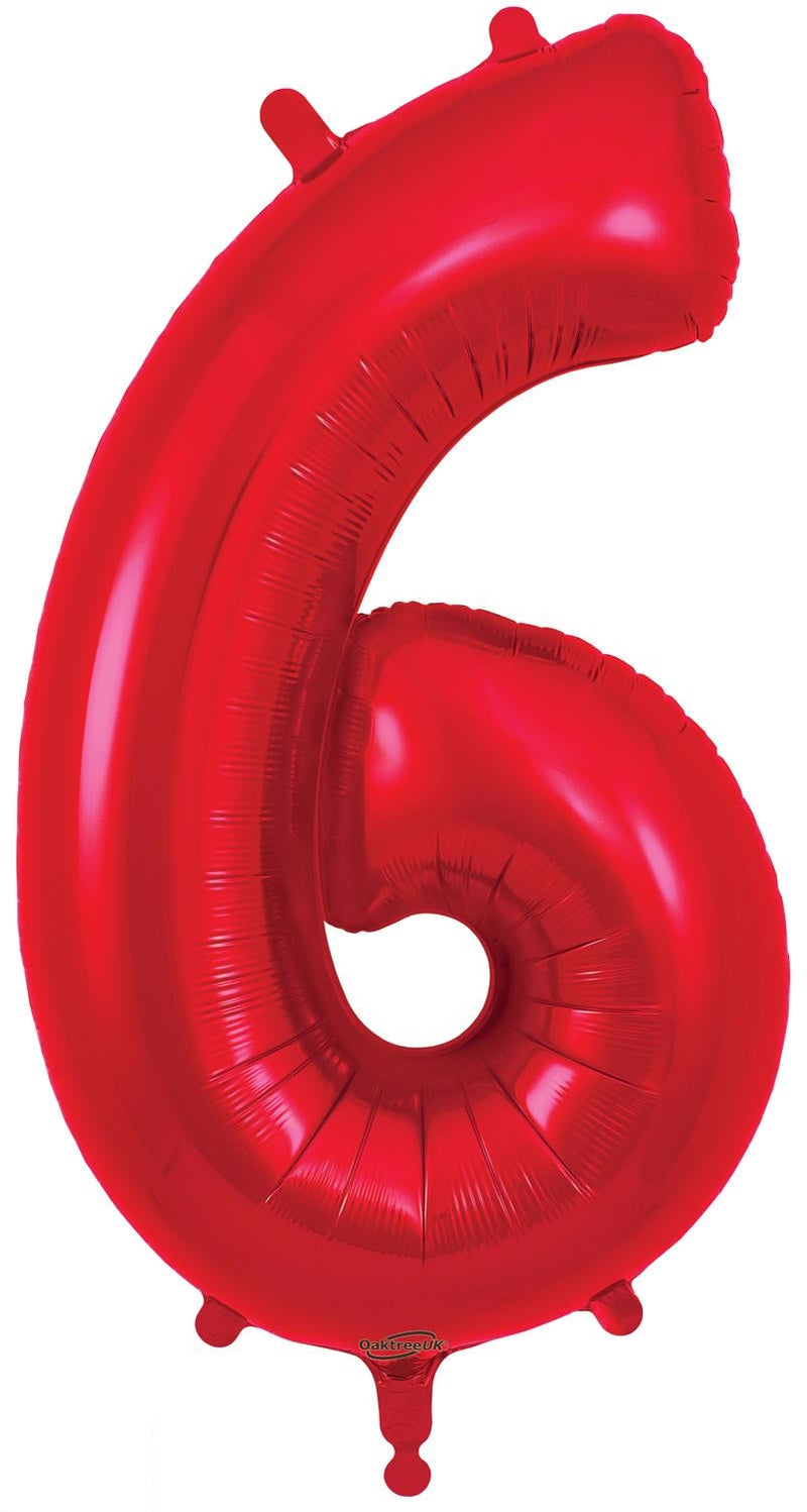 34" RED NUMBER 6 FOIL