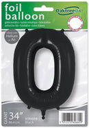 34" NUMBER ZERO BLACK FOIL