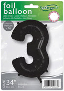 34" NUMBER 3 BLACK FOIL