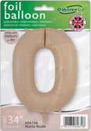 34" LARGE NUMBER 0 MATTE NUDE FOIL