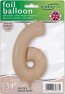 34" LARGE NUMBER 6 MATTE NUDE FOIL