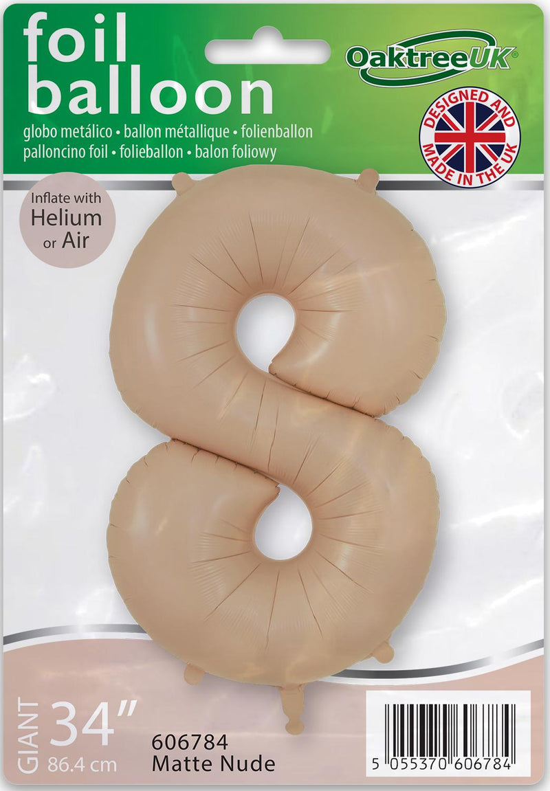 34" LARGE NUMBER 8 MATTE NUDE FOIL