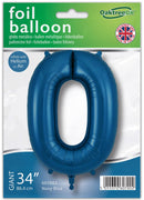 34" NAVY BLUE NUMBER ZERO FOIL