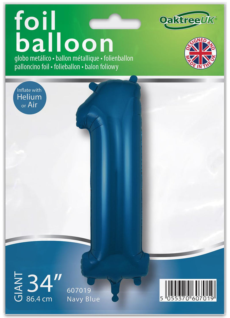 34" NAVY BLUE NUMBER 1 FOIL