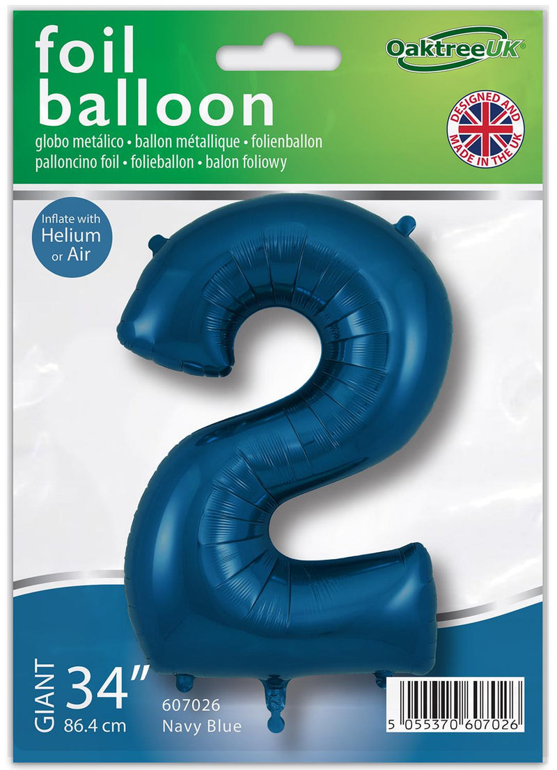 34" NAVY BLUE NUMBER 2 FOIL