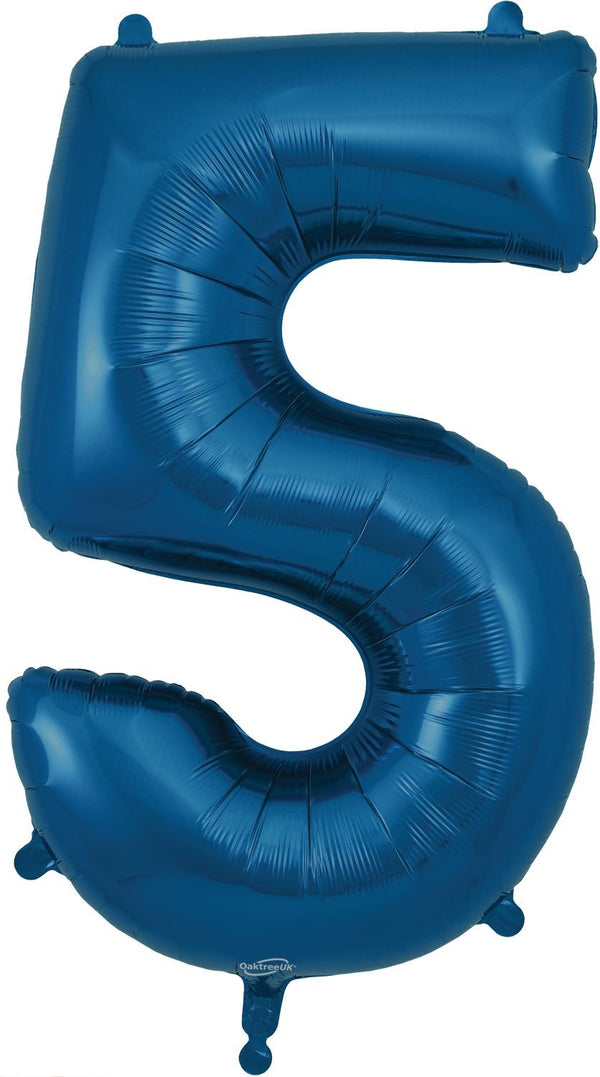 34" NAVY BLUE NUMBER 5 FOIL