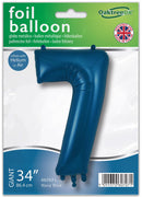 34" NAVY BLUE NUMBER 7 FOIL