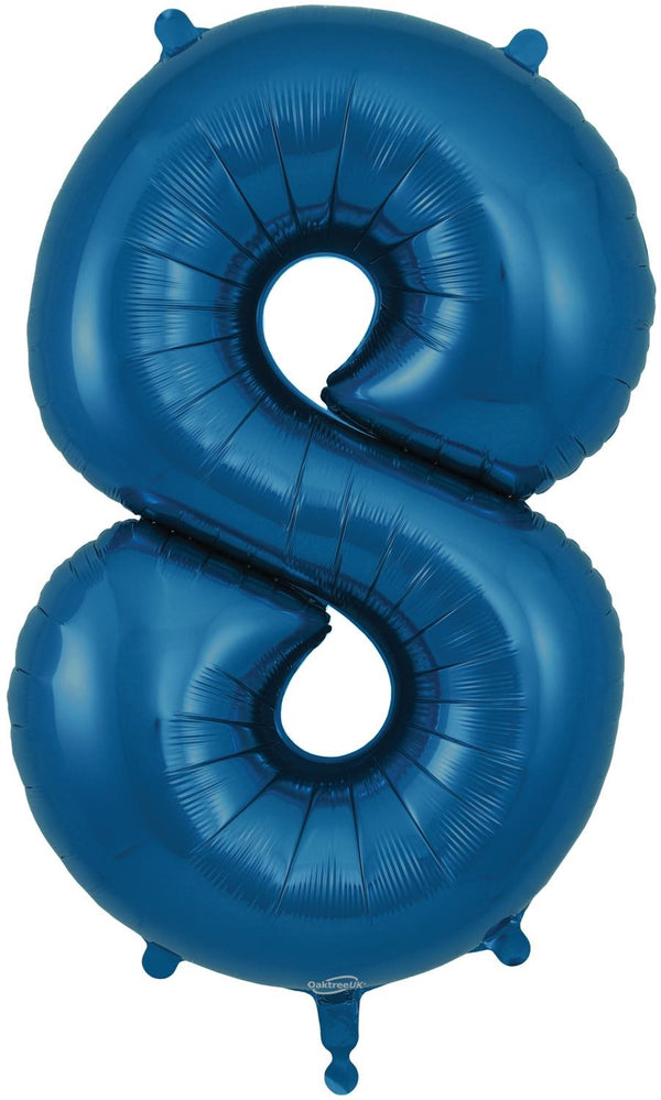 34" NAVY BLUE NUMBER 8 FOIL