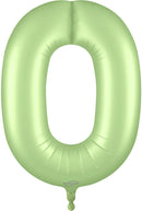 34" NUMBER ZERO SATIN PASTEL PISTACHIO FOIL