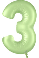34" NUMBER 3 SATIN PASTEL PISTACHIO FOIL