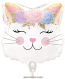 9" MINI FLORAL KITTEN SHAPE FOIL
