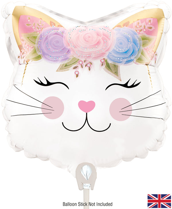 9" MINI FLORAL KITTEN SHAPE FOIL