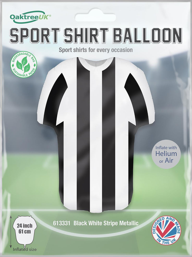 24" SHAPE SPORTS JERSEY BLACK/WHITE STRIPES FOIL