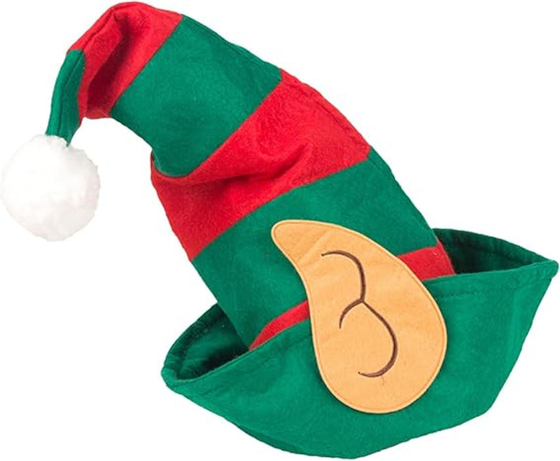 ADULT ELF HAT FELT RED & GREEN WITH EARS