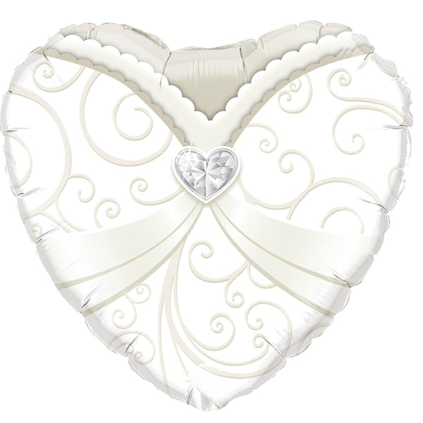 18" ROUND WEDDING HEART FLORAL FOIL