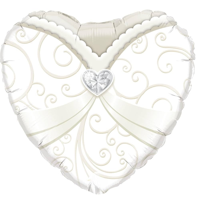18" ROUND WEDDING HEART FLORAL FOIL