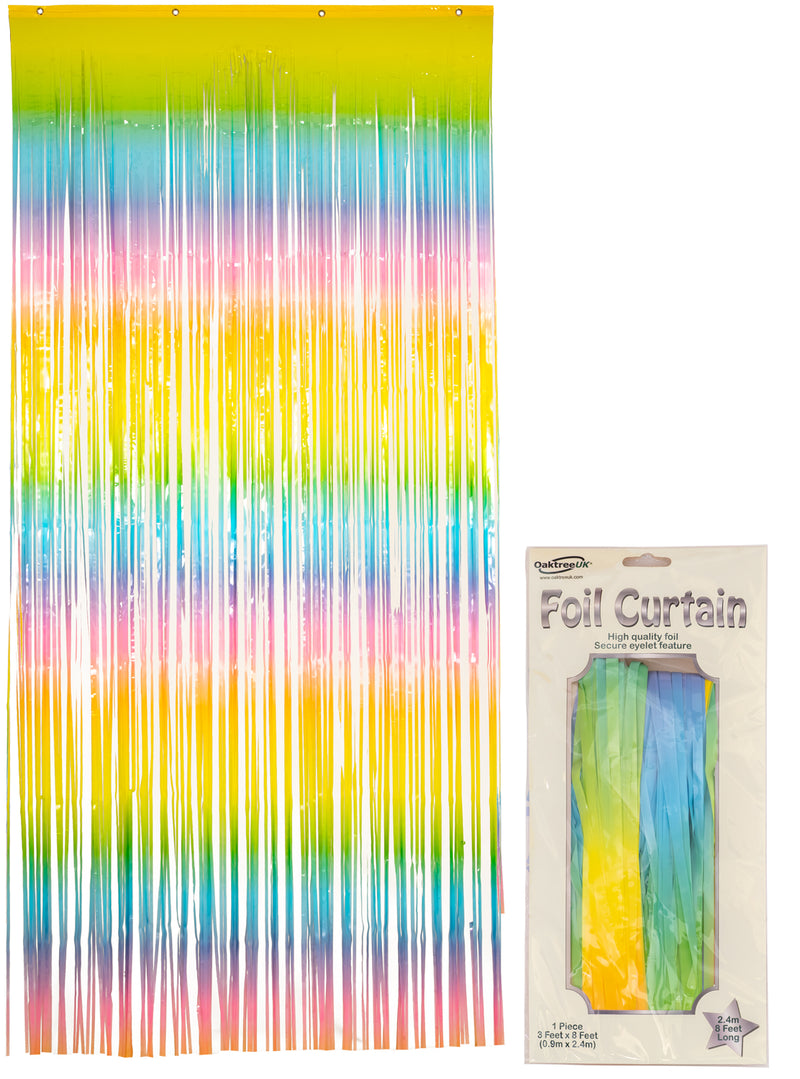 FOIL DOOR CURTAIN PASTEL RAINBOW (0.90M X 2.40M)