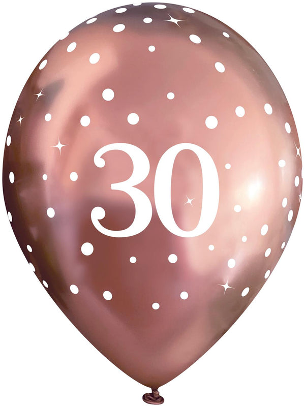 11" OAKTREE SPARKLING FIZZ ROSE GOLD 30TH LATEX (6 PER PACK)