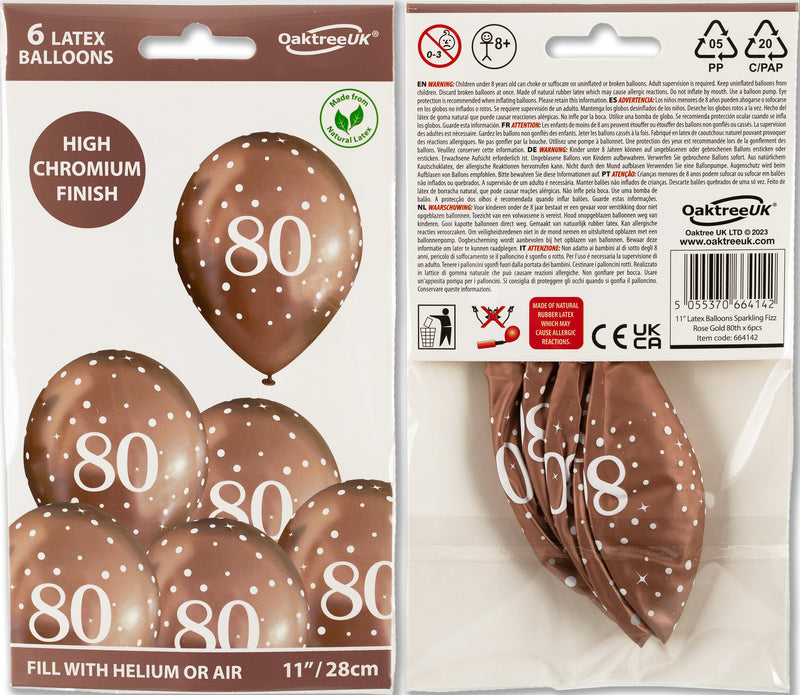 11" OAKTREE SPARKLING FIZZ ROSE GOLD 80TH LATEX (6 PER PACK)