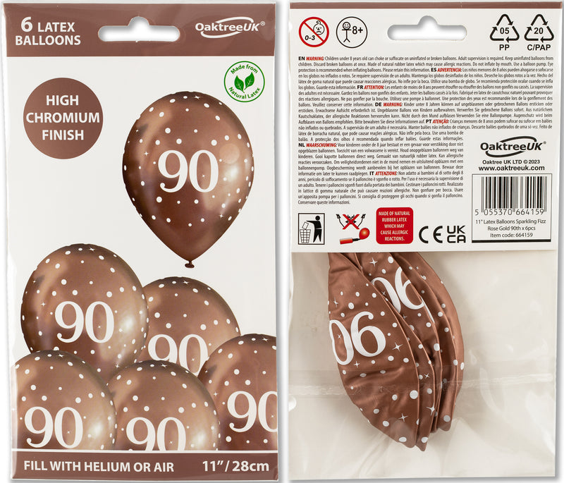11" OAKTREE SPARKLING FIZZ ROSE GOLD 90TH LATEX (6 PER PACK)