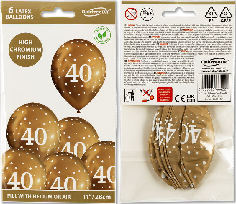 11" OAKTREE SPARKLING FIZZ GOLD 40TH LATEX (6 PER PACK)