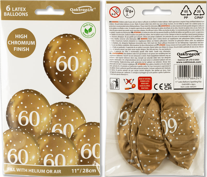 11" OAKTREE SPARKLING FIZZ GOLD 60TH LATEX (6 PER PACK)