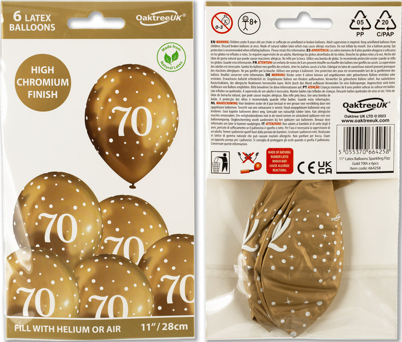 11" OAKTREE SPARKLING FIZZ GOLD 70TH LATEX (6 PER PACK)