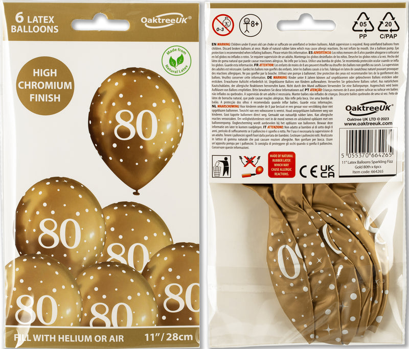 11" OAKTREE SPARKLING FIZZ GOLD 80TH LATEX (6 PER PACK)