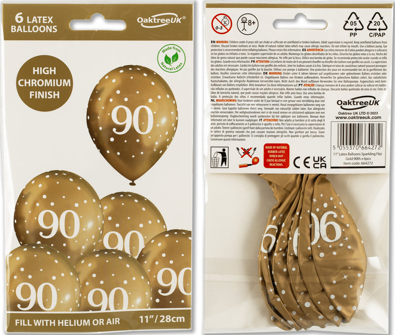11" OAKTREE SPARKLING FIZZ GOLD 90TH LATEX (6 PER PACK)