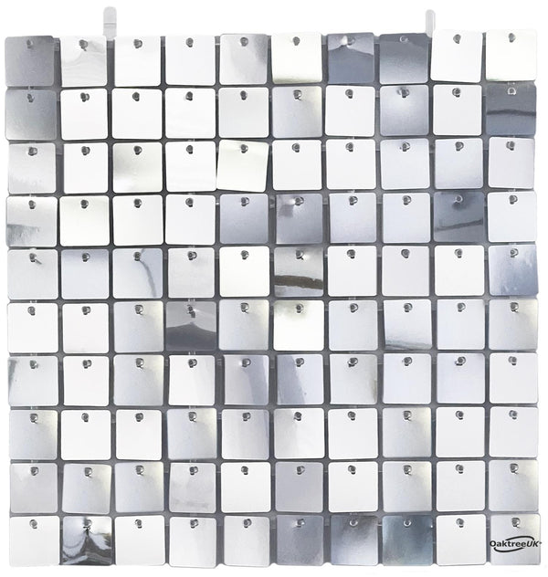 SEQUIN WALL PANEL METALLIC SILVER 100 SQUARES (30CM X 30CM)