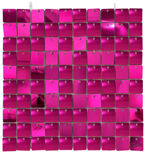 SEQUIN WALL PANEL METALLIC FUCHSIA 100 SQUARES (30CM X 30CM)