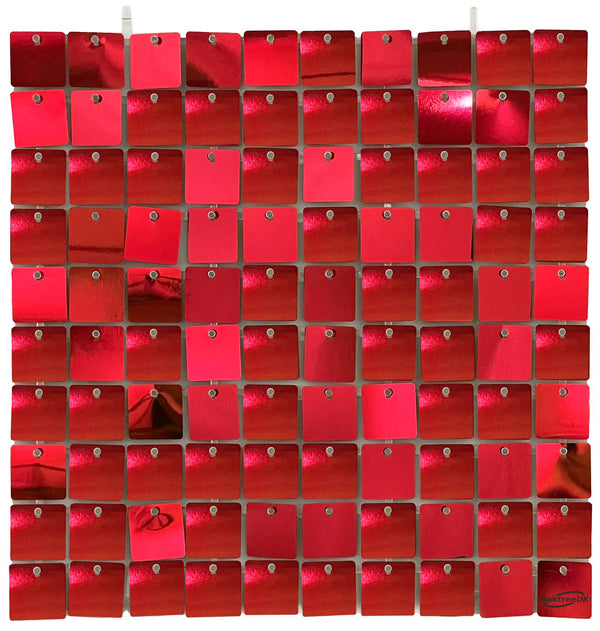 SEQUIN WALL PANEL METALLIC RED 100 SQUARES (30CM X 30CM)