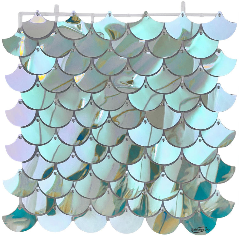 SEQUIN WALL PANEL IRIDESCENT MERMAID 72 SCALES (30CM X 30CM)