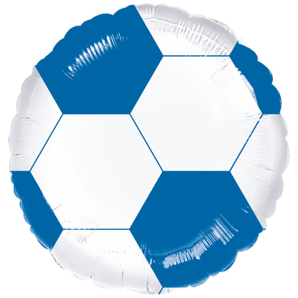 18" ROUND ROYAL BLUE & WHITE FOOTBALL FOIL
