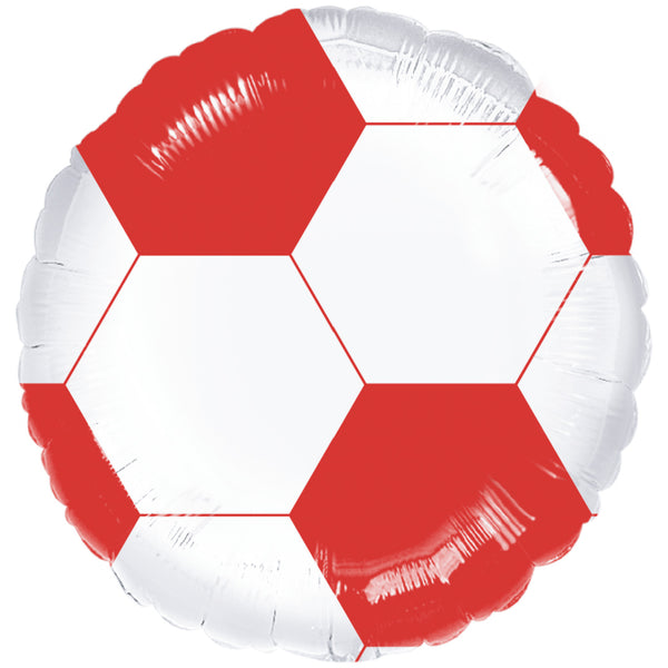18" ROUND RED & WHITE FOOTBALL FOIL