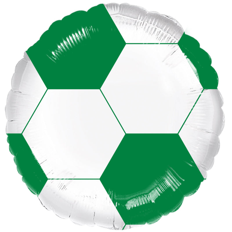 18" ROUND GREEN & WHITE FOOTBALL FOIL