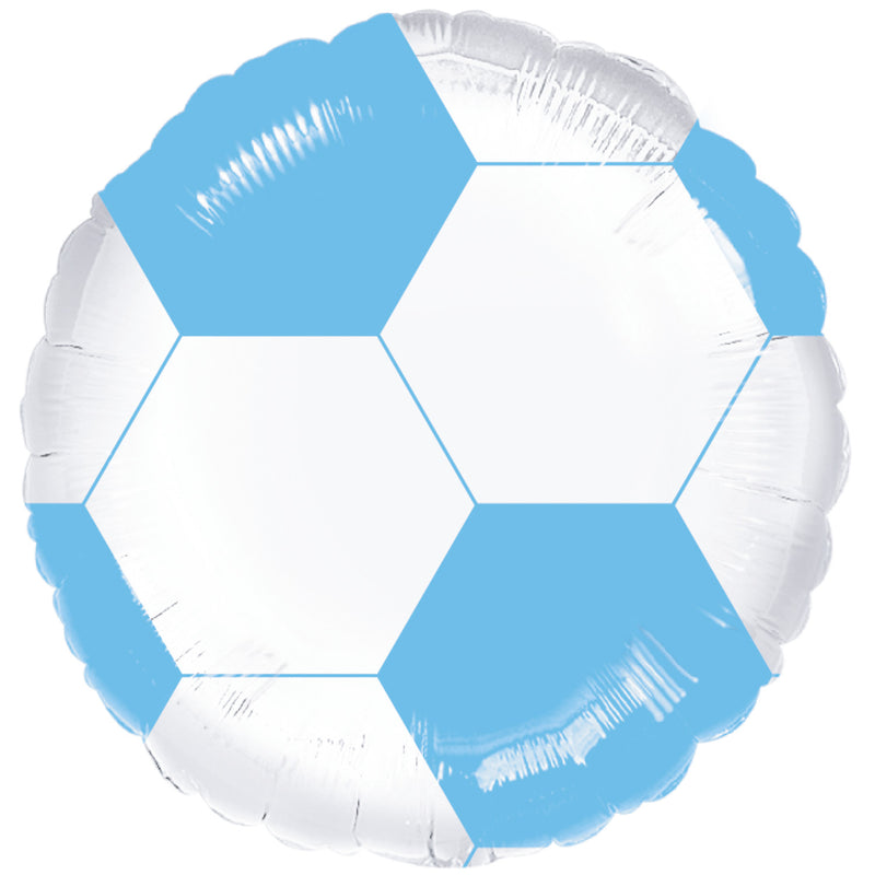 18" ROUND LIGHT BLUE & WHITE FOOTBALL FOIL