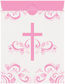 BAGS: PINK HOLY CROSS PAPER TREAT BAGS (8 PER PACK)