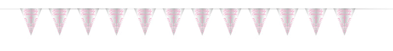 BANNER: 9FT PINK HOLY CROSS FIRST HOLY COMMUNION FOIL FLAG BANNER - LONG FOLD