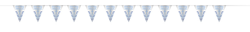 BANNER: 9FT BLUE HOLY CROSS FIRST HOLY COMMUNION FOIL FLAG BANNER - LONG FOLD