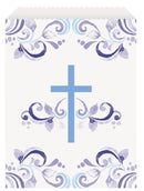 BAGS: BLUE HOLY CROSS PAPER TREAT BAGS (8 PER PACK)