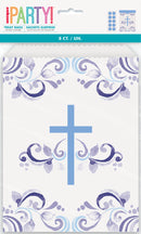 BAGS: BLUE HOLY CROSS PAPER TREAT BAGS (8 PER PACK)