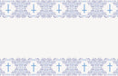TABLECOVER: BLUE HOLY CROSS RECTANGULAR PLASTIC TABLE COVER 54 X 84" (ONE PER PACK)