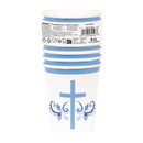 CUPS: 9OZ BLUE HOLY CROSS PAPER CUPS (8 PER PACK)