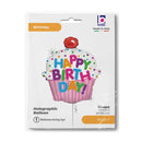 31" HAPPY BIRTHDAY CUPCAKE HOLOGRAPHIC FOIL