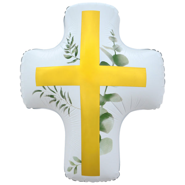 24" x 19" SUPERSHAPE GOLD BOTANICAL CROSS FOIL