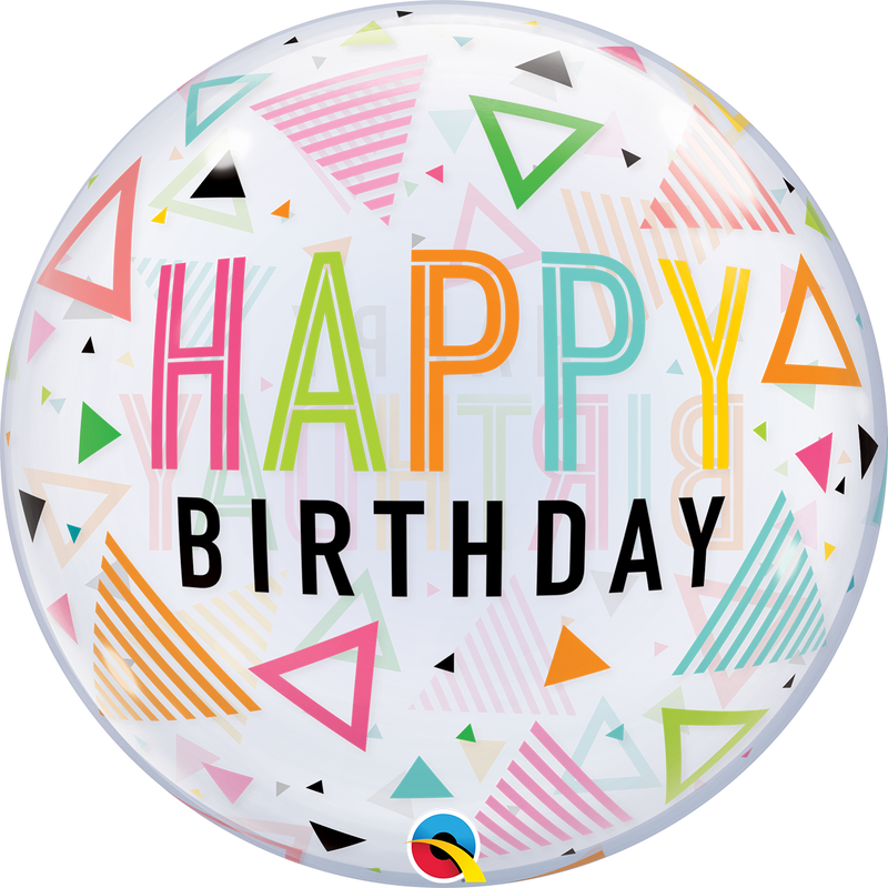 22" SINGLE BUBBLE BIRTHDAY RAINBOW TRIANGLES