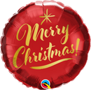 18" ROUND CHRISTMAS GOLD SCRIPT RED FOIL