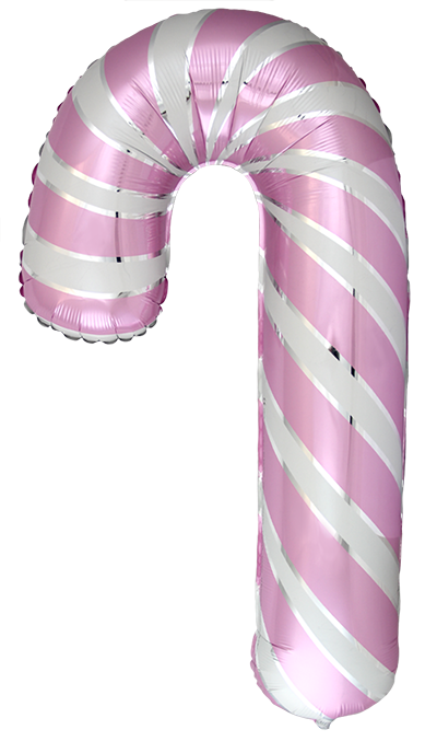 39" CANDY CANE PINK & WHITE FOIL